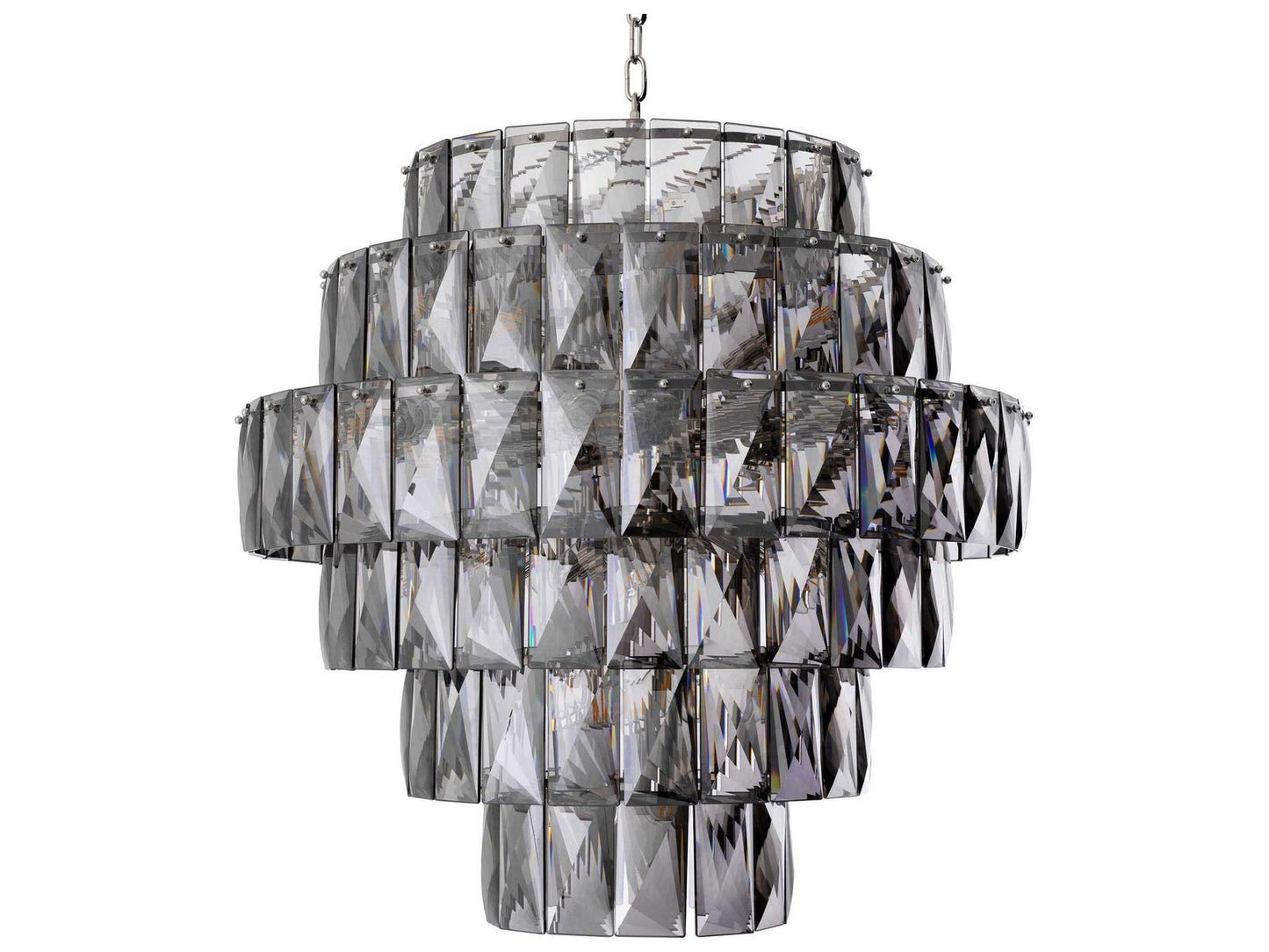 Eichholtz 26-Light Amazone Chandelier in Nickel with Smoke Crystal Glass
