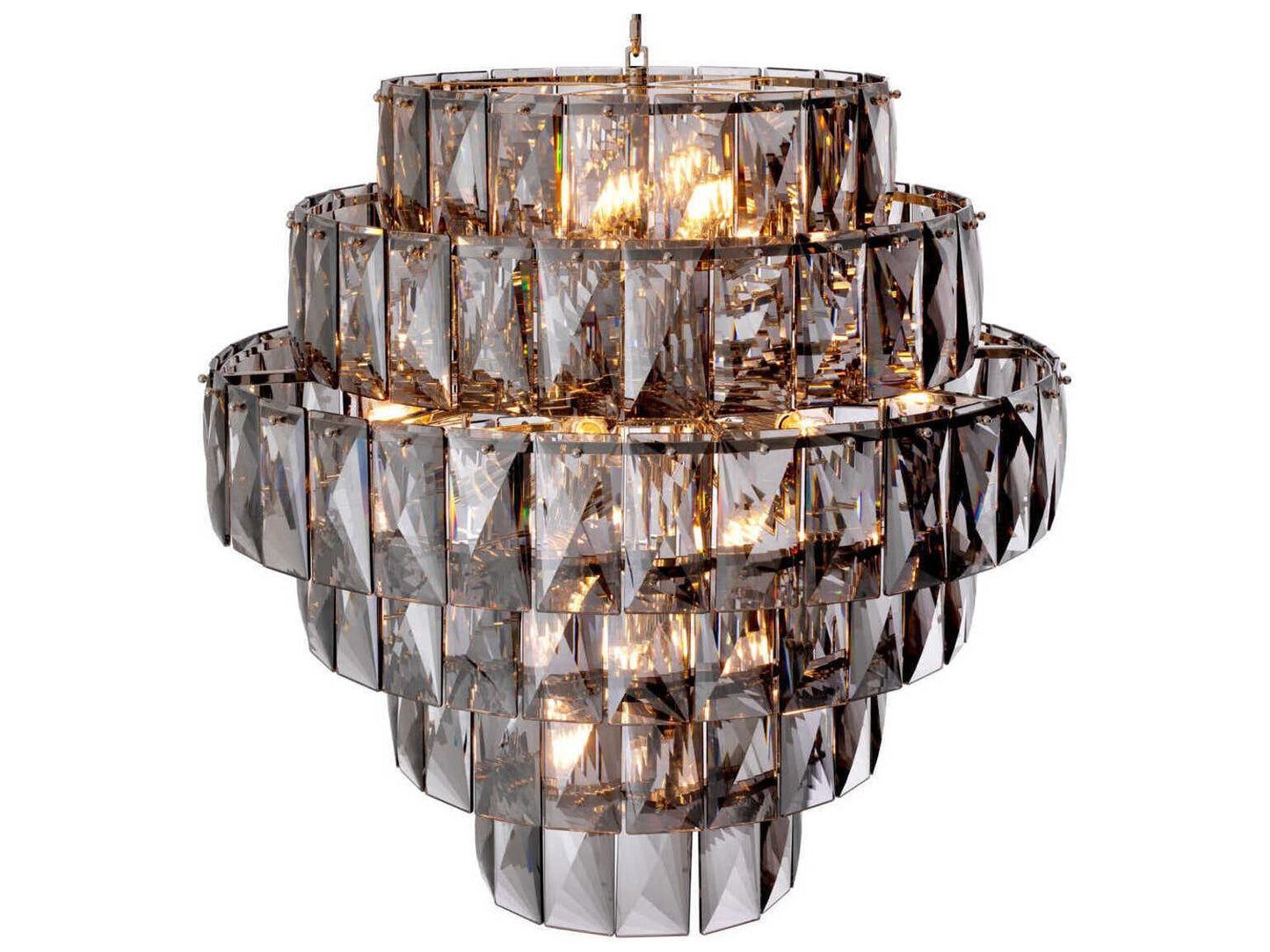 Eichholtz 26-Light Amazone Chandelier in Nickel with Smoke Crystal Glass