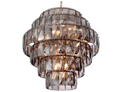 Eichholtz 26-Light Amazone Chandelier in Nickel with Smoke Crystal Glass