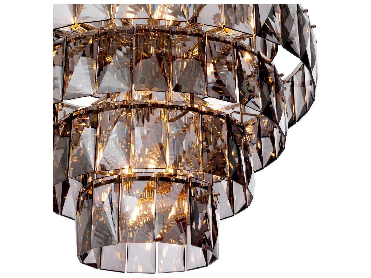Eichholtz 26-Light Amazone Chandelier in Nickel with Smoke Crystal Glass