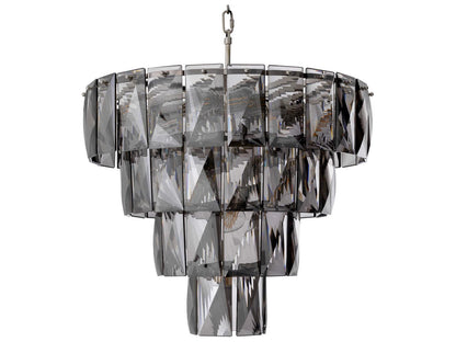 Eichholtz Amazone S 14-Light Chandelier in Nickel with Smoke Glass