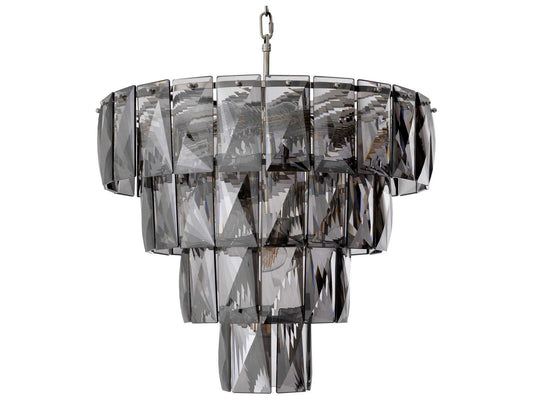 Eichholtz Amazone S 14-Light Chandelier in Nickel with Smoke Glass