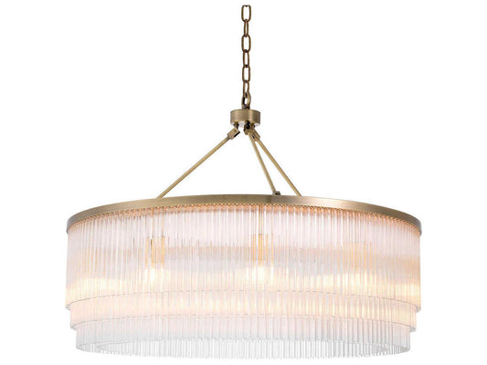 Eichholtz Hector L 10-Light Chandelier in Light Brushed Brass and Clear Glass