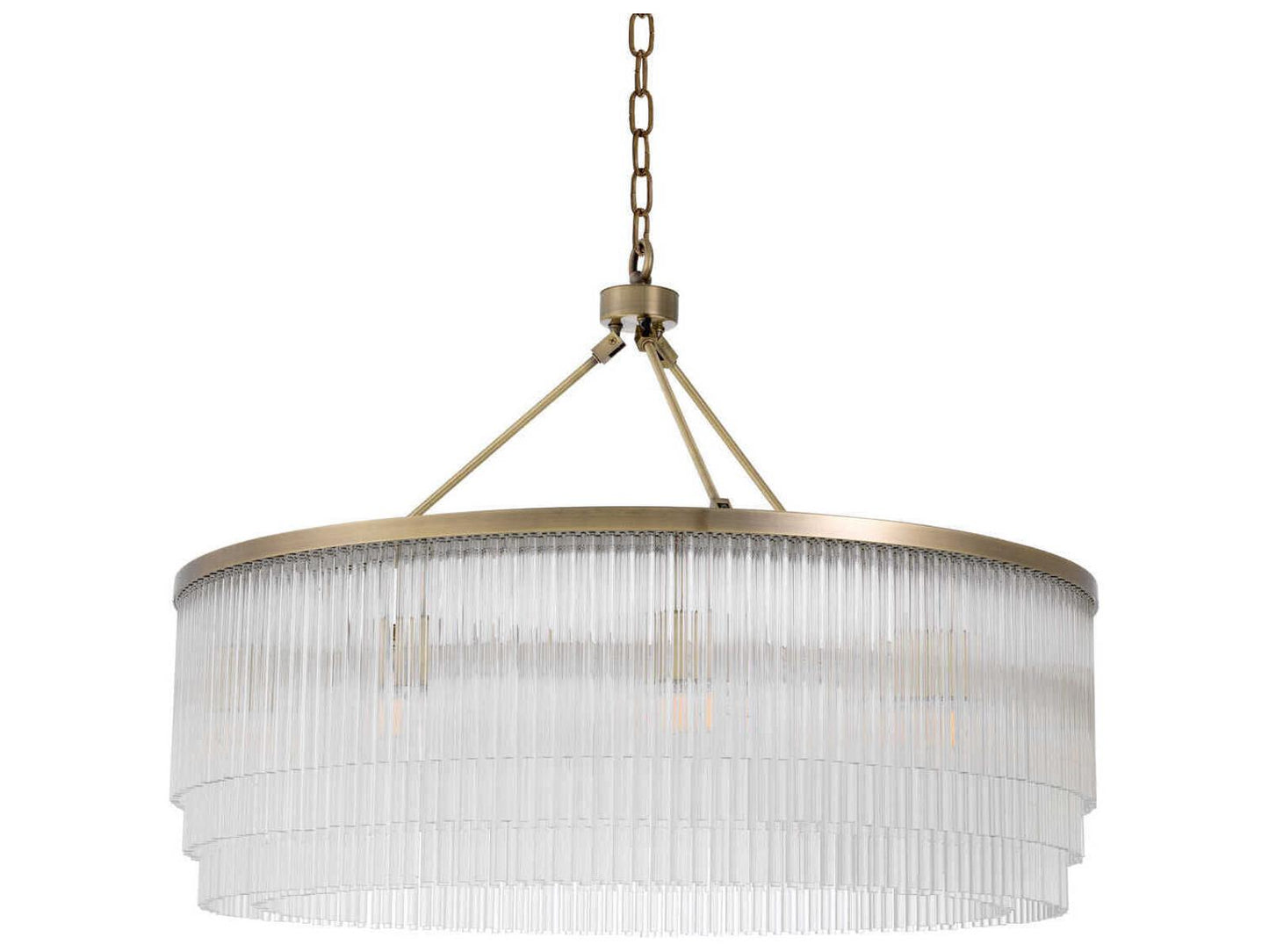 Eichholtz Hector L 10-Light Chandelier in Light Brushed Brass and Clear Glass