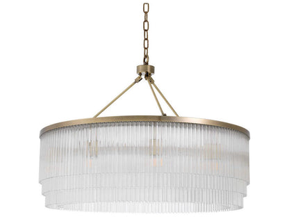 Eichholtz Hector L 10-Light Chandelier in Light Brushed Brass and Clear Glass