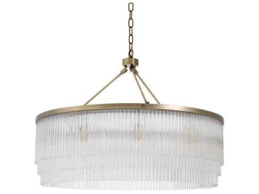 Eichholtz Hector L 10-Light Chandelier in Light Brushed Brass and Clear Glass