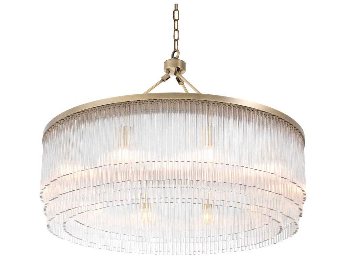 Eichholtz Hector L 10-Light Chandelier in Light Brushed Brass and Clear Glass