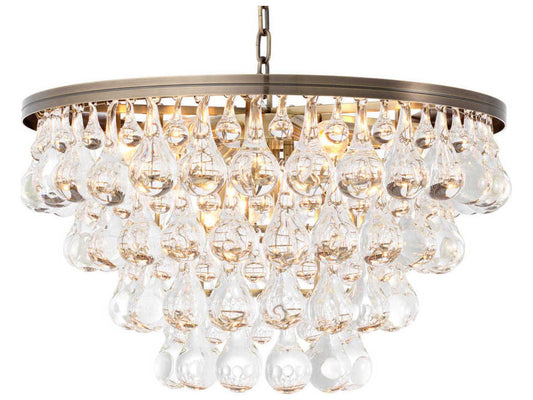 Eichholtz Bolzano 9-Light Chandelier in Light Brushed Brass with Clear Glass