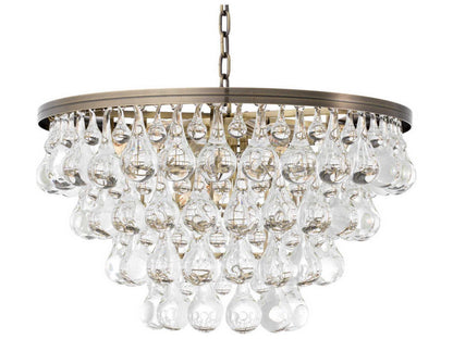 Eichholtz Bolzano 9-Light Chandelier in Light Brushed Brass with Clear Glass