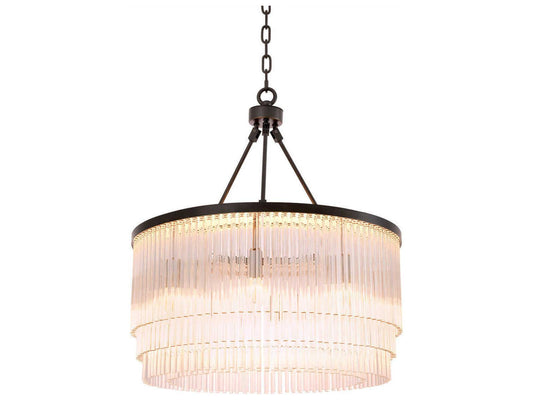 Eichholtz Hector S 8-Light Chandelier in Bronze Highlight with Clear Glass Rods
