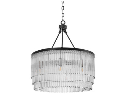 Eichholtz Hector S 8-Light Chandelier in Bronze Highlight with Clear Glass Rods