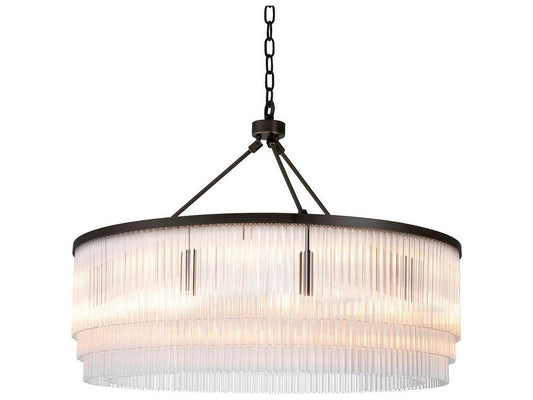 Eichholtz Hector 10-Light Chandelier in Bronze Highlight with Clear Glass Rods