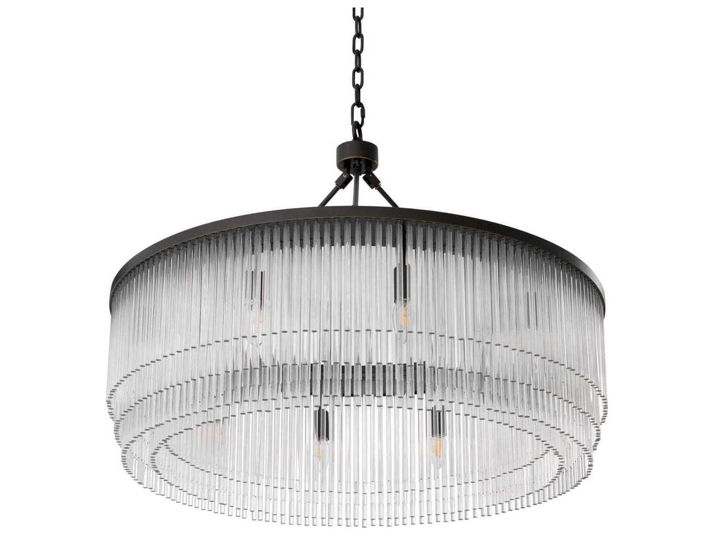 Eichholtz Hector 10-Light Chandelier in Bronze Highlight with Clear Glass Rods