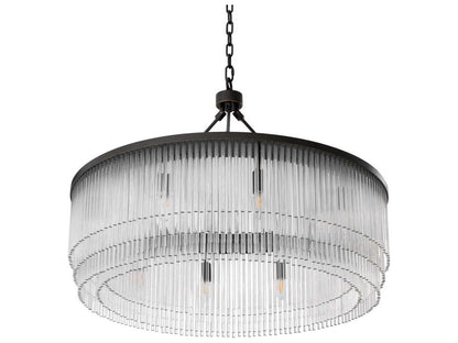 Eichholtz Hector 10-Light Chandelier in Bronze Highlight with Clear Glass Rods