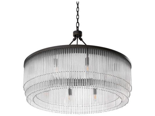Eichholtz Hector 10-Light Chandelier in Bronze Highlight with Clear Glass Rods
