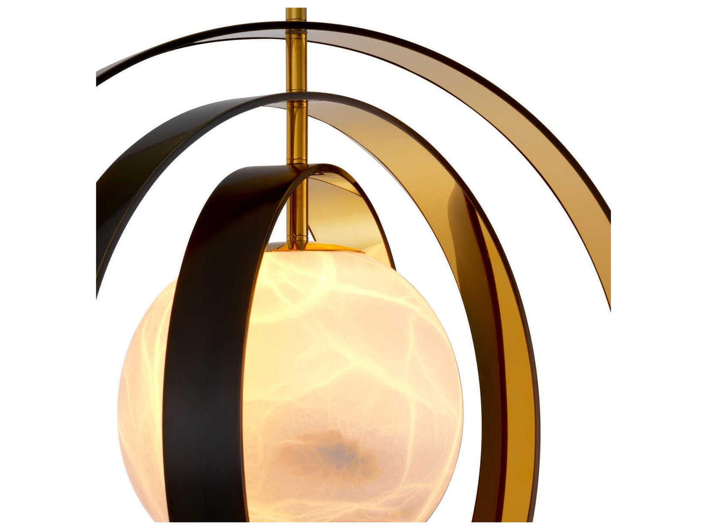 Eichholtz Pearl 1-Light Modern Chandelier with Alabaster Shade and Bronze Gold Rings