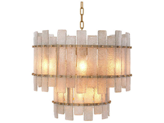 Eichholtz Caprera 10-Light Chandelier in Antique Brass with Hand-Blown Glass