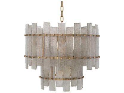 Eichholtz Caprera 10-Light Chandelier in Antique Brass with Hand-Blown Glass