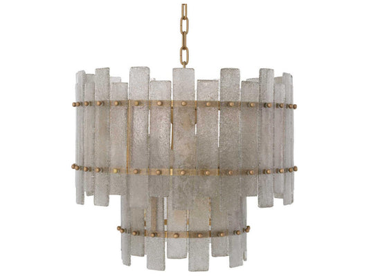 Eichholtz Caprera 10-Light Chandelier in Antique Brass with Hand-Blown Glass