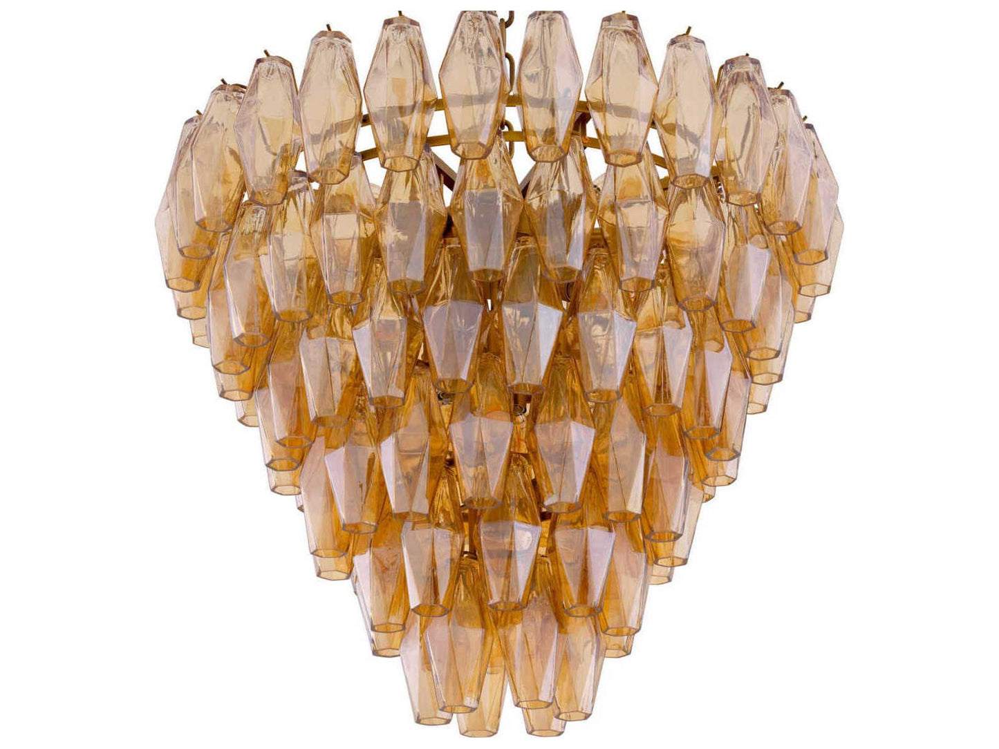 Eichholtz Benini 17-Light Amber Glass Chandelier in Antique Brass