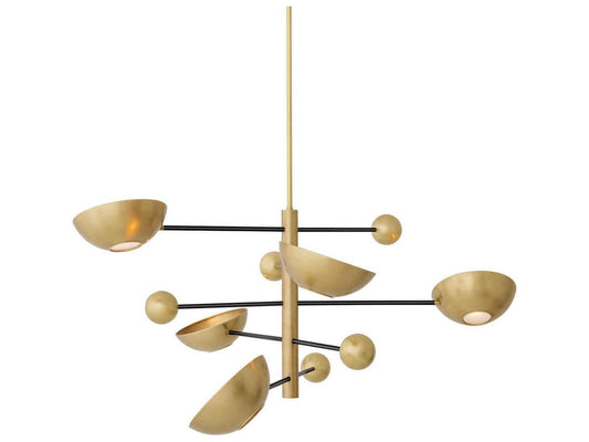 Eichholtz 5-Light Salinas Chandelier in Antique Brass with Matte Glass