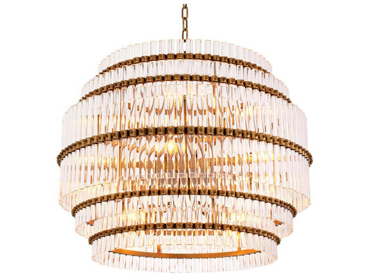 Eichholtz Scottsdale 14-Light Chandelier in Antique Brass and Clear Glass