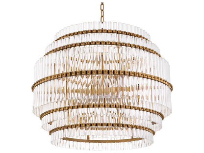 Eichholtz Scottsdale 14-Light Chandelier in Antique Brass and Clear Glass