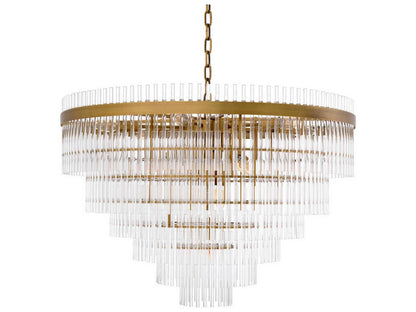 Eichholtz East Single 16-Light Chandelier in Antique Brass with Clear Glass Rods