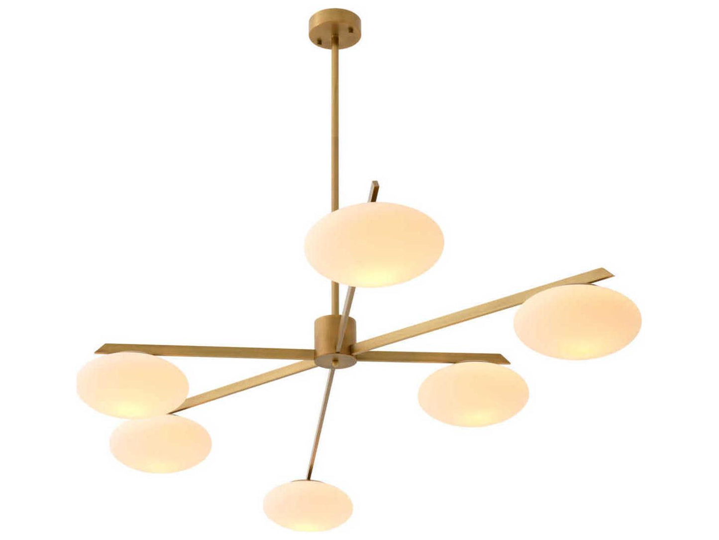 Eichholtz Evergreen Large 6-Light Chandelier in Antique Brass with White Glass