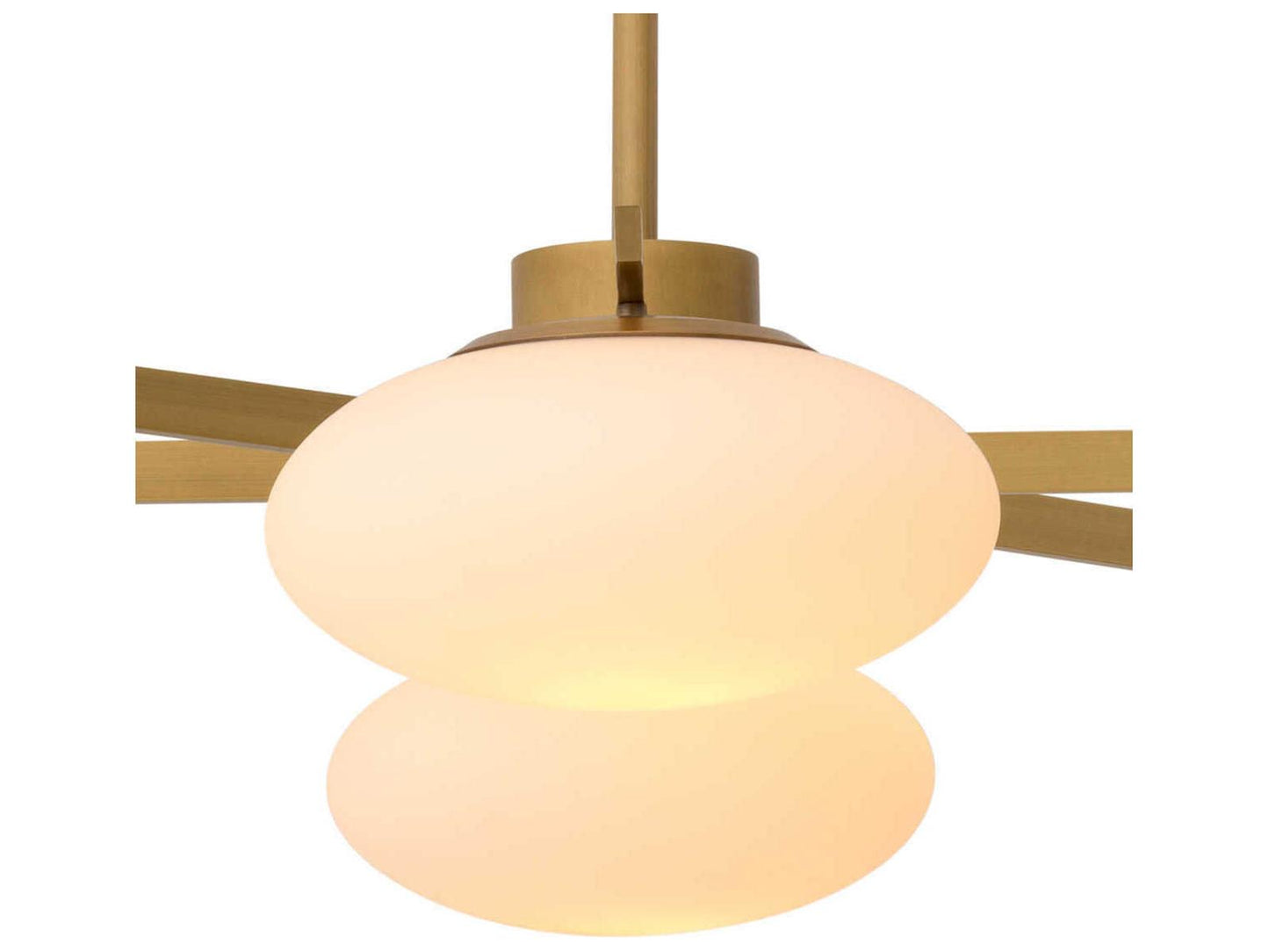 Eichholtz Evergreen Large 6-Light Chandelier in Antique Brass with White Glass