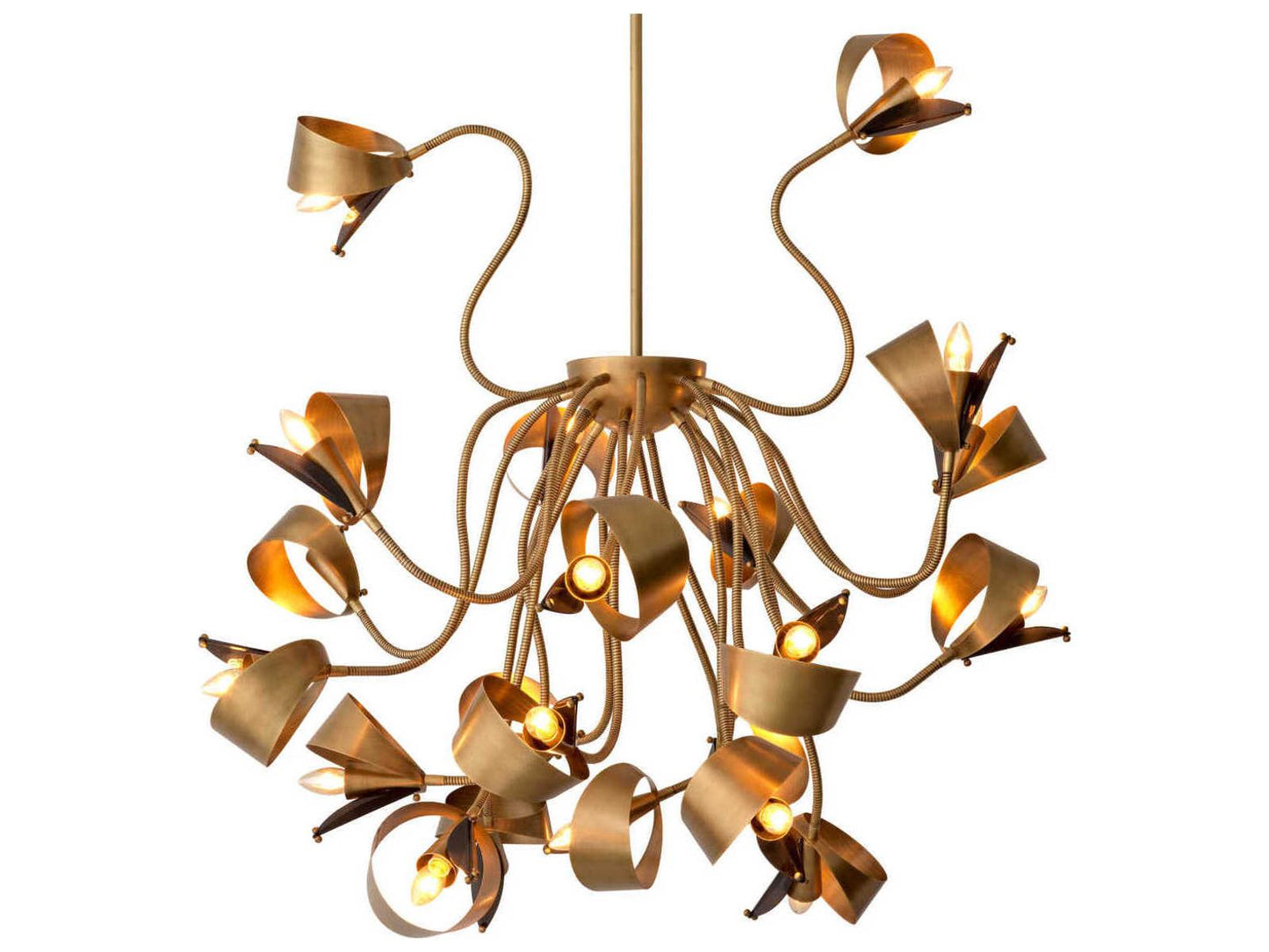 Eichholtz Corrientes Chandelier with Flexible Arms in Antique Brass and Grey Acrylic