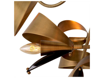 Eichholtz Corrientes Chandelier with Flexible Arms in Antique Brass and Grey Acrylic