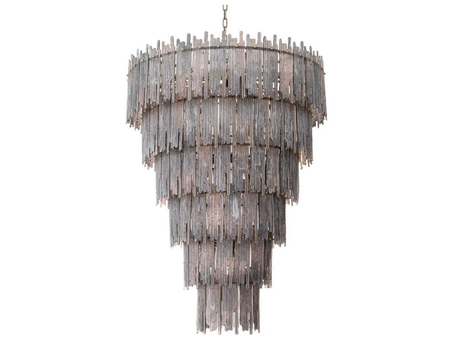 Eichholtz Saint Roch 35-Light Chandelier with Cascading Smoke Glass in Light Brushed Brass