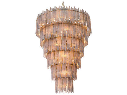 Eichholtz Saint Roch 35-Light Chandelier with Cascading Smoke Glass in Light Brushed Brass