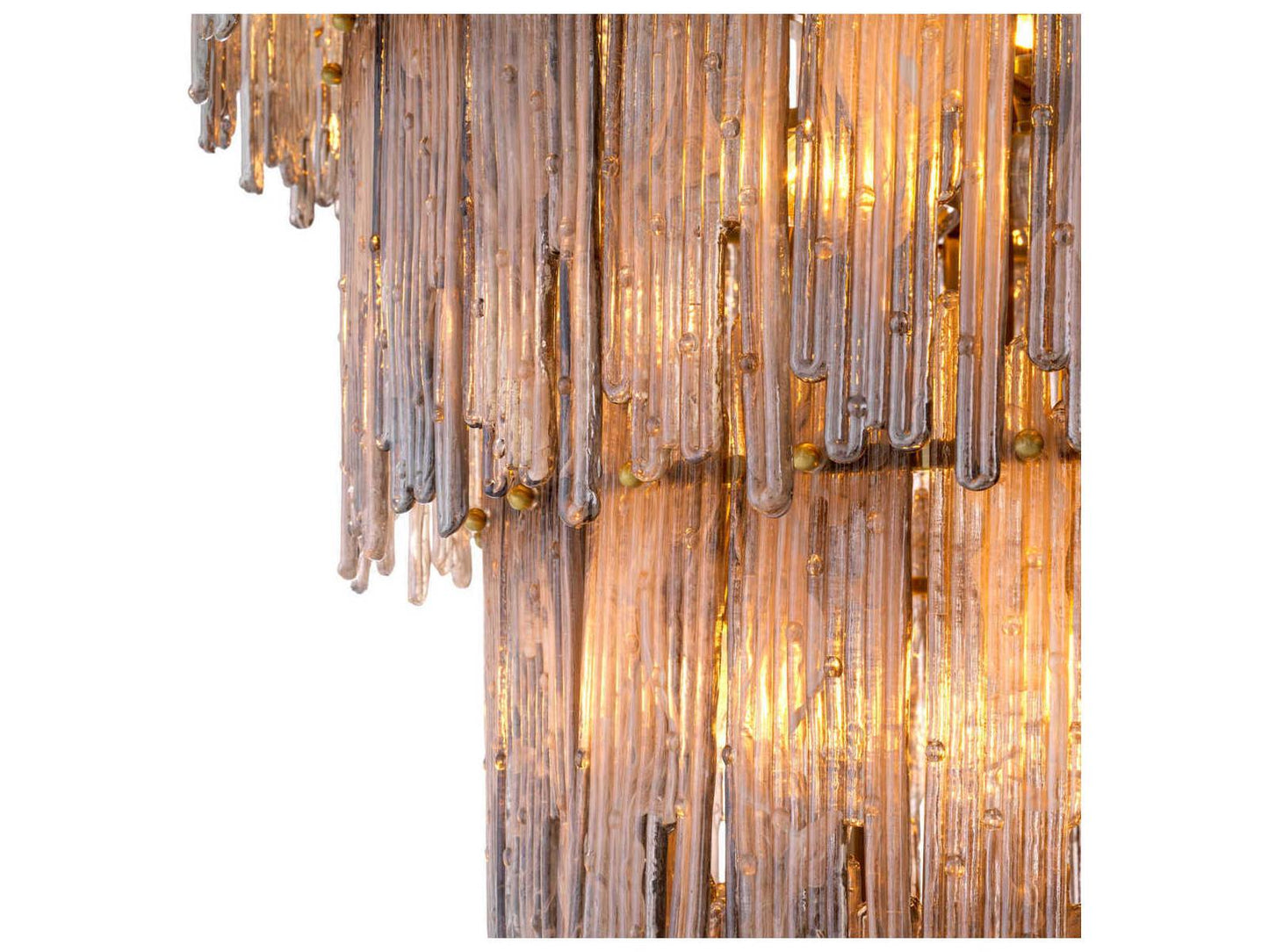 Eichholtz Saint Roch 35-Light Chandelier with Cascading Smoke Glass in Light Brushed Brass
