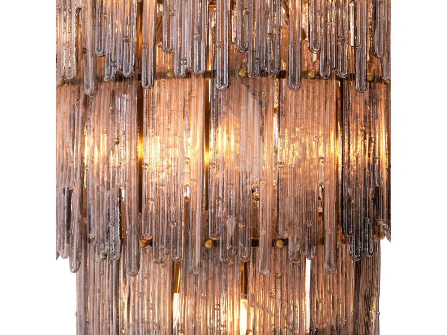 Eichholtz Saint Roch 35-Light Chandelier with Cascading Smoke Glass in Light Brushed Brass