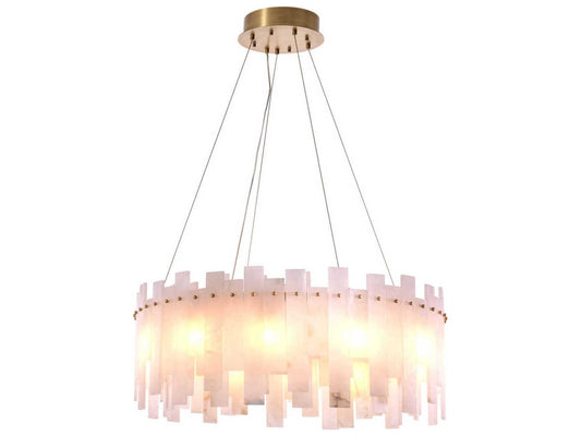 Eichholtz Pizzorni 12-Light Chandelier in Antique Brass with Alabaster Accents