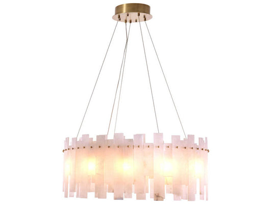 Eichholtz Pizzorni 12-Light Chandelier in Antique Brass with Alabaster Accents
