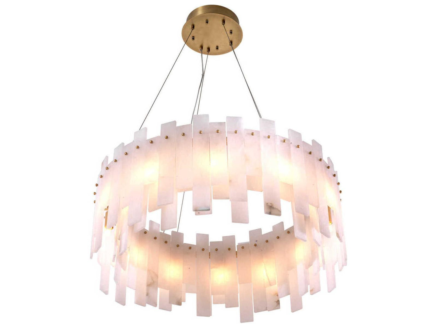 Eichholtz Pizzorni 12-Light Chandelier in Antique Brass with Alabaster Accents