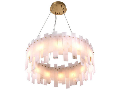 Eichholtz Pizzorni 12-Light Chandelier in Antique Brass with Alabaster Accents