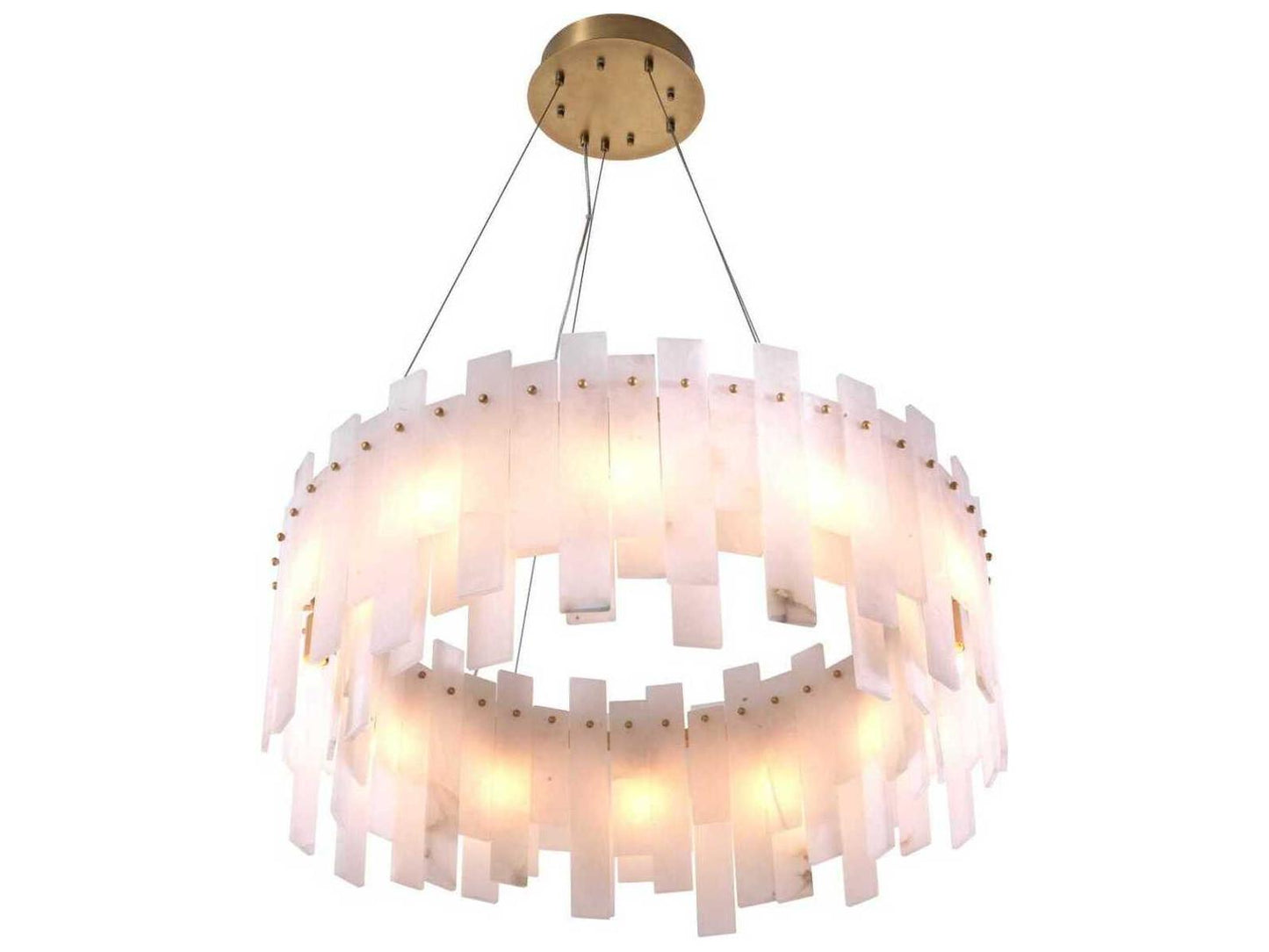 Eichholtz Pizzorni 12-Light Chandelier in Antique Brass with Alabaster Accents