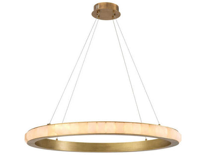 Eichholtz Cabildo Integrated LED Chandelier Alabaster and Antique Brass
