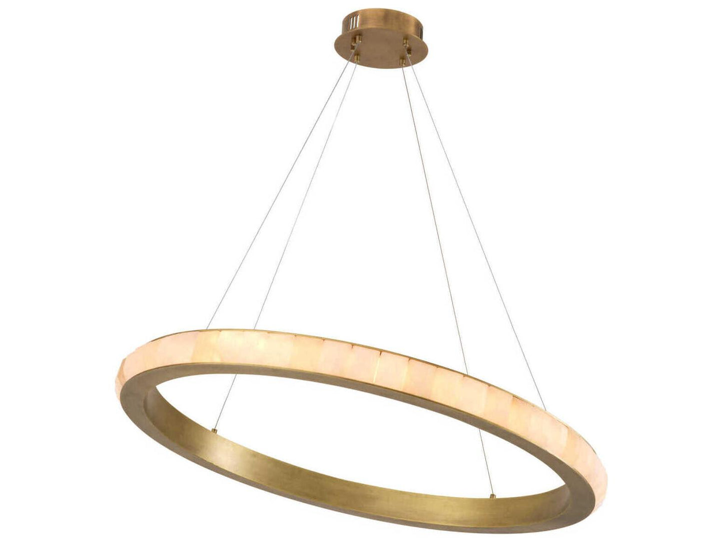 Eichholtz Cabildo Integrated LED Chandelier Alabaster and Antique Brass