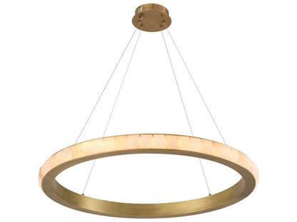 Eichholtz Cabildo Integrated LED Chandelier Alabaster and Antique Brass