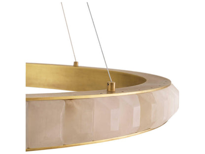 Eichholtz Cabildo Integrated LED Chandelier Alabaster and Antique Brass