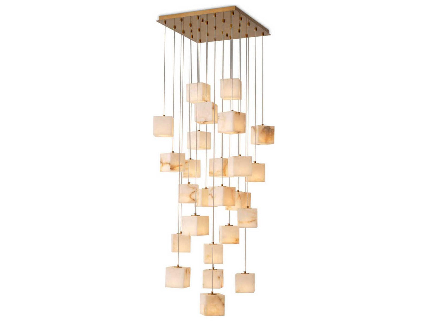 Eichholtz Duboce 25-Light Chandelier with Alabaster Blocks in Antique Brass