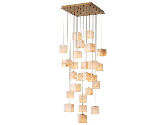 Eichholtz Duboce 25-Light Chandelier with Alabaster Blocks in Antique Brass