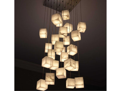 Eichholtz Duboce 25-Light Chandelier with Alabaster Blocks in Antique Brass