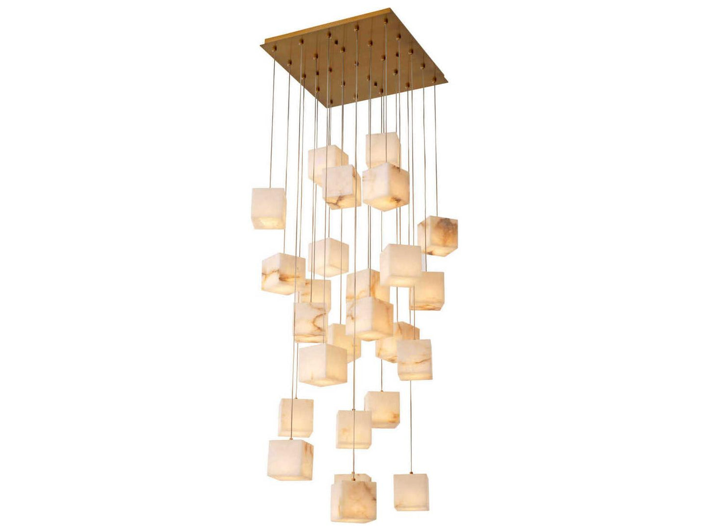 Eichholtz Duboce 25-Light Chandelier with Alabaster Blocks in Antique Brass