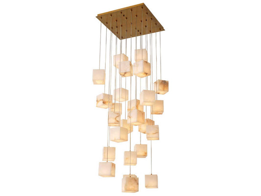 Eichholtz Duboce 25-Light Chandelier with Alabaster Blocks in Antique Brass